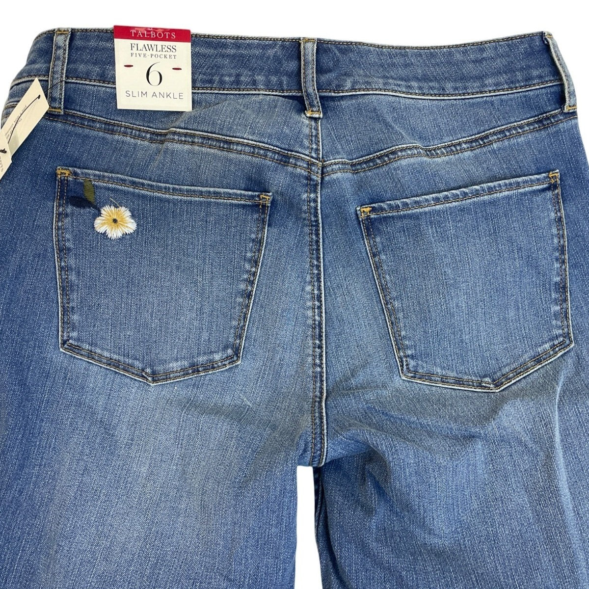 Talbots Women's Blue Medium Wash Embroidered Mid-Rise Jeans Sz 6 - New
