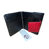 Cleo & Patek Women’s Red Leather Zebra Print Wallet With Croco Embossed Accents