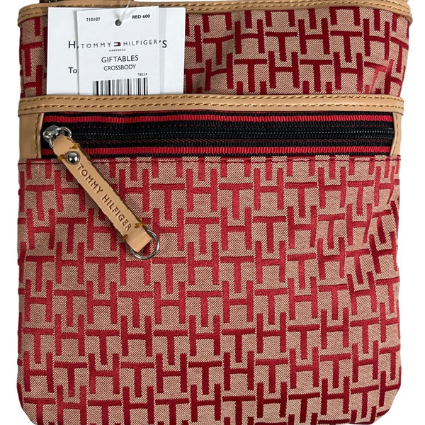 Tommy Hilfiger Crossbody Red Shoulder Bag Outside and Inside Zipper Sz M - NWT