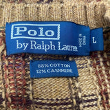 Vintage Polo Ralph Lauren Mens Plaid Knit Sweater With Elbow Patches Sz L - New