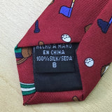 Save The Children Mens Red Silk Golf Themed Novelty Tie 