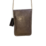 Epona Women’s Gray Metallic Snakeskin Clasp Closure Chain Strap Crossbody Bag