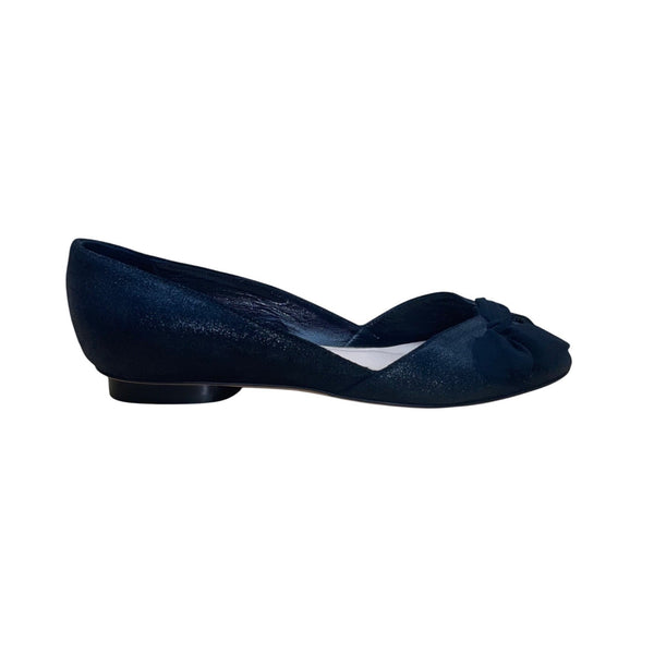 Loeffler Randall Women’s Black Suede With Bow Open-Toe Flats Size 7