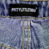 Pretty Little Thing Womens Blue High-Waisted Distressed Straight Leg Jeans Sz 4