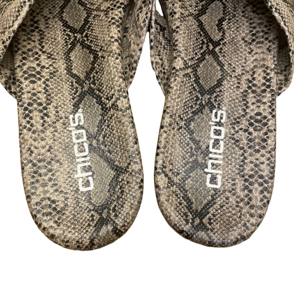 Chicos Women’s Gray Circuitry Snake Print Python Strappy Sandals Size 10