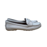 Coach Women's White Leather Golden Signature Logo Slip-on Odette Loafers Sz 10B