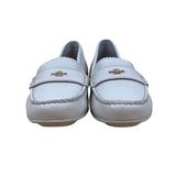Coach Women's White Leather Golden Signature Logo Slip-on Odette Loafers Sz 10B