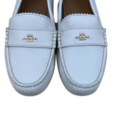 Coach Women's White Leather Golden Signature Logo Slip-on Odette Loafers Sz 10B