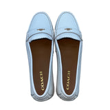Coach Women's White Leather Golden Signature Logo Slip-on Odette Loafers Sz 10B