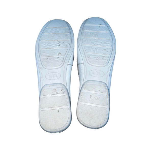 Coach Women's White Leather Golden Signature Logo Slip-on Odette Loafers Sz 10B