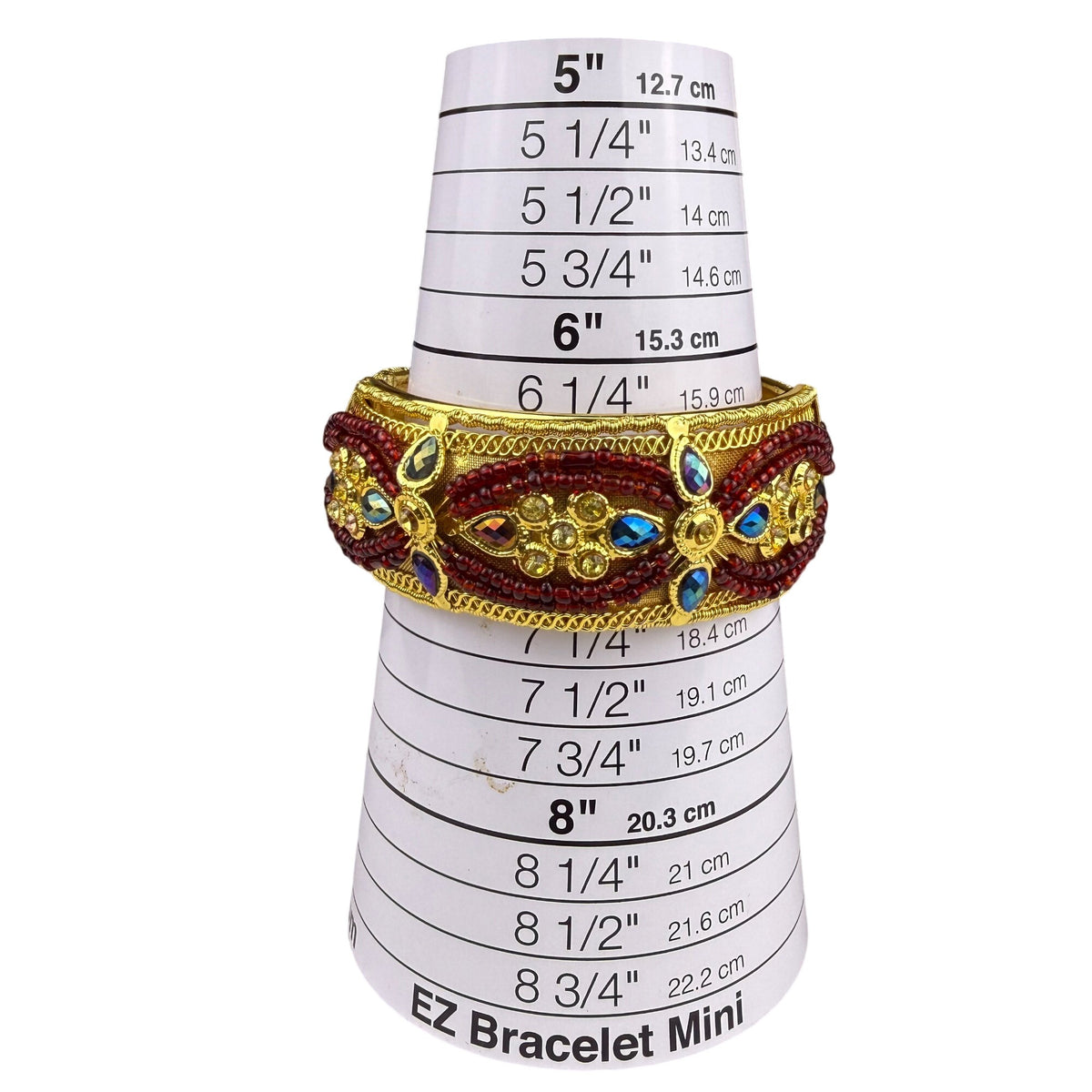 Gold Tone Multi-Color Beaded Womens Hinged Cuff Bracelet With Rhinestones