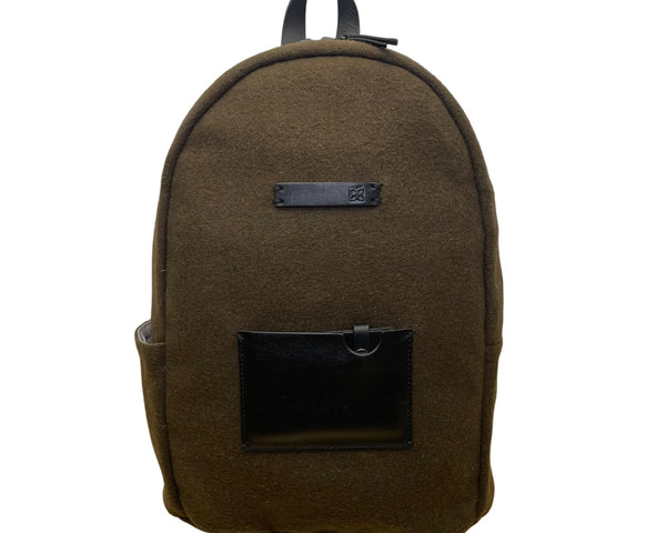 Sherpani Women’s Olive/Black Indie Wool With Leather Accents Backpack Sz M