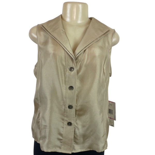 Jones New York Collection Womens Beige Sleeveless Blouse Size 10 - New