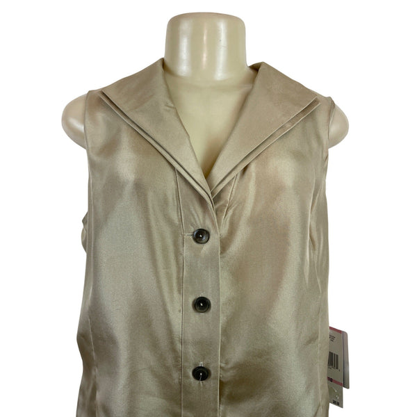 Jones New York Collection Womens Beige Sleeveless Blouse Size 10 - New