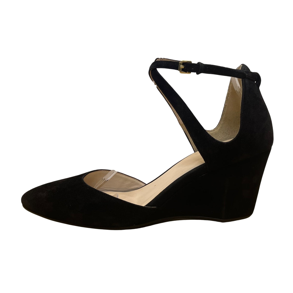 Cole Haan Women’s Black Suede Grand Os Ankle Strap Wedge Heels Size 8.5