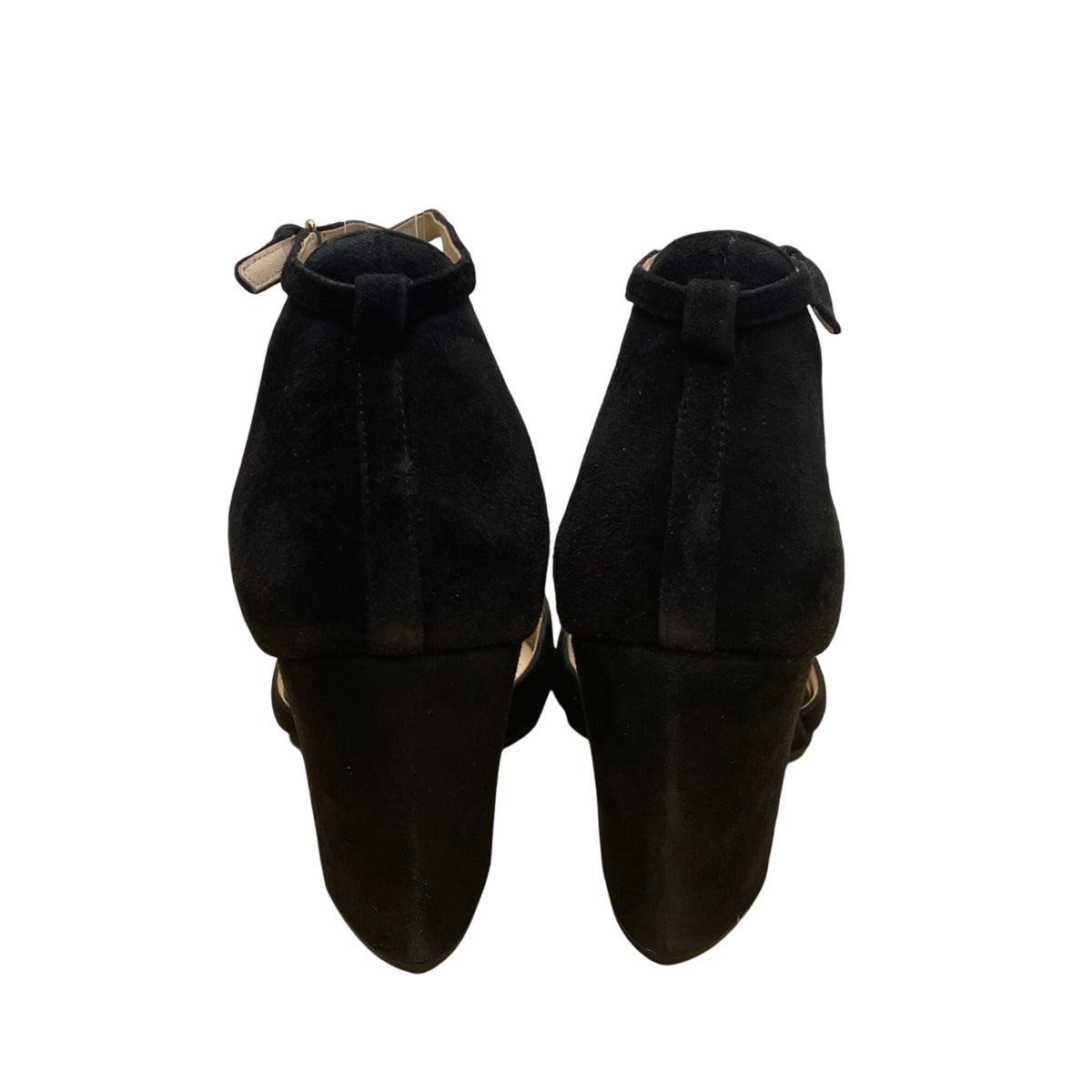 Cole Haan Women’s Black Suede Grand Os Ankle Strap Wedge Heels Size 8.5