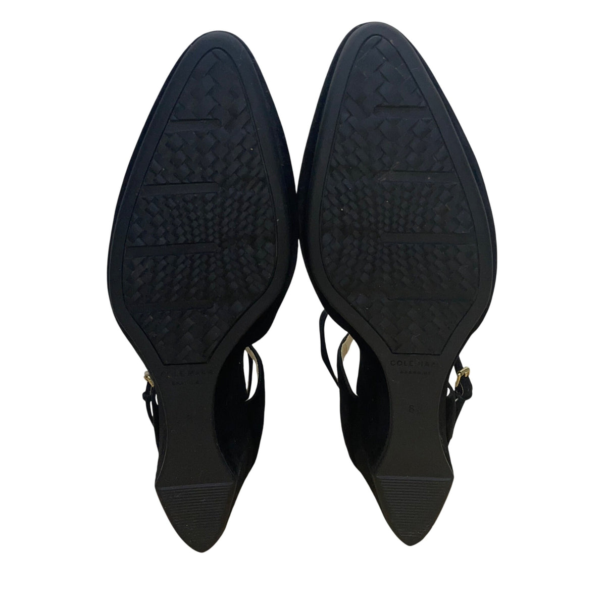 Cole Haan Women’s Black Suede Grand Os Ankle Strap Wedge Heels Size 8.5