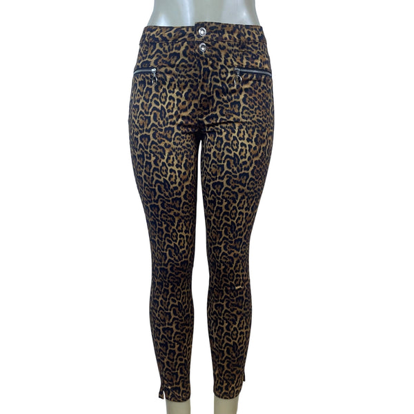 Zara Women’s Leopard Print Skinny Pants With Zipper Details Size 6 - New