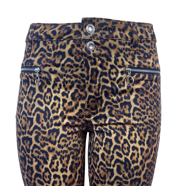 Zara Women’s Leopard Print Skinny Pants With Zipper Details Size 6 - New