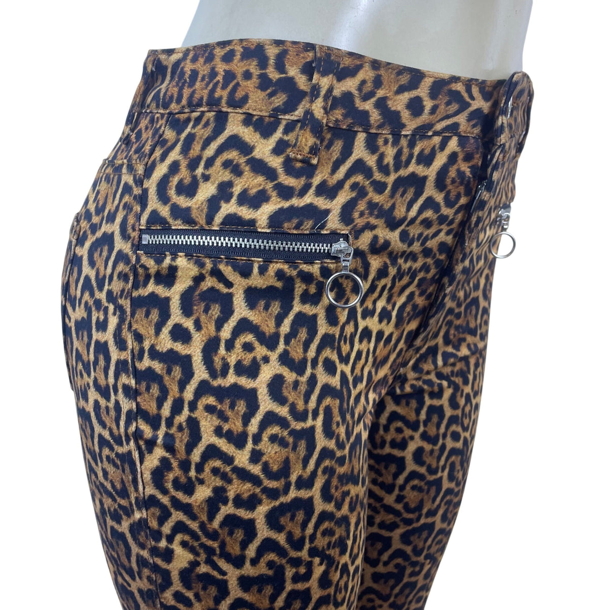 Zara Women’s Leopard Print Skinny Pants With Zipper Details Size 6 - New