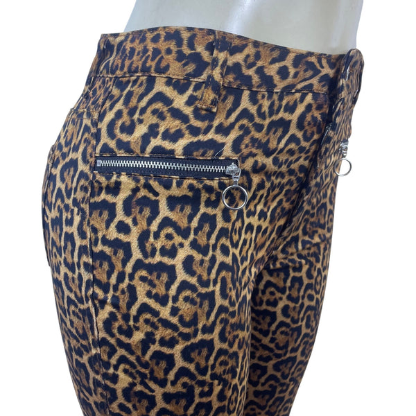 Zara Women’s Leopard Print Skinny Pants With Zipper Details Size 6 - New