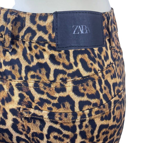 Zara Women’s Leopard Print Skinny Pants With Zipper Details Size 6 - New