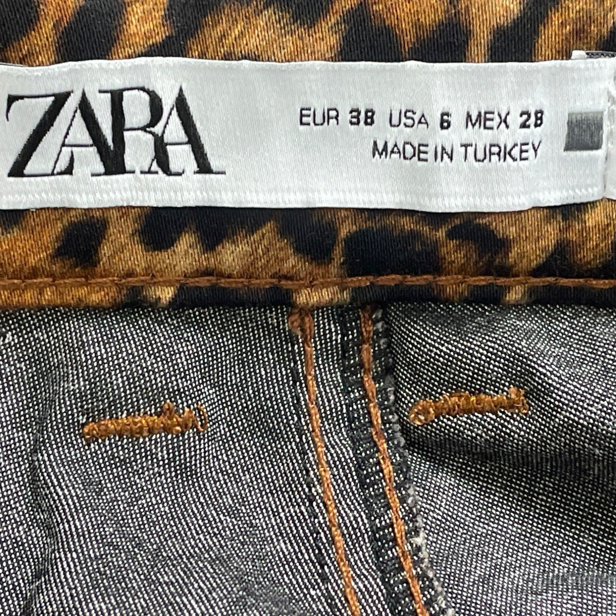 Zara Women’s Leopard Print Skinny Pants With Zipper Details Size 6 - New