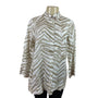iLinen  Zebra Print Button-Up Shirt Natural Ivory Linen Womens Size M - New