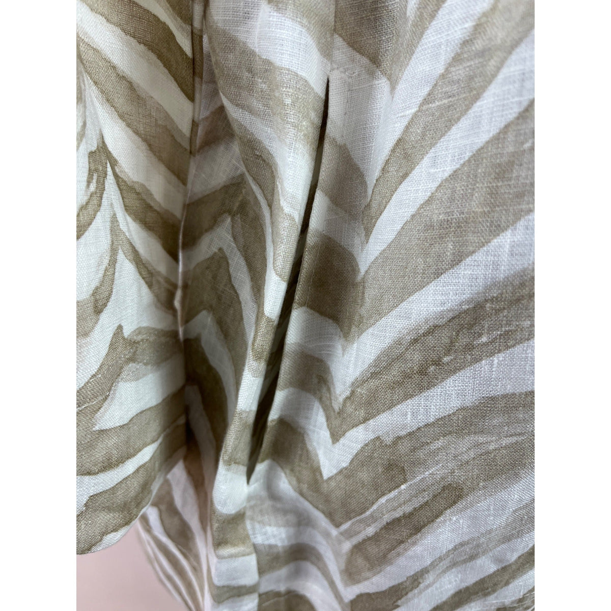 iLinen  Zebra Print Button-Up Shirt Natural Ivory Linen Womens Size M - New