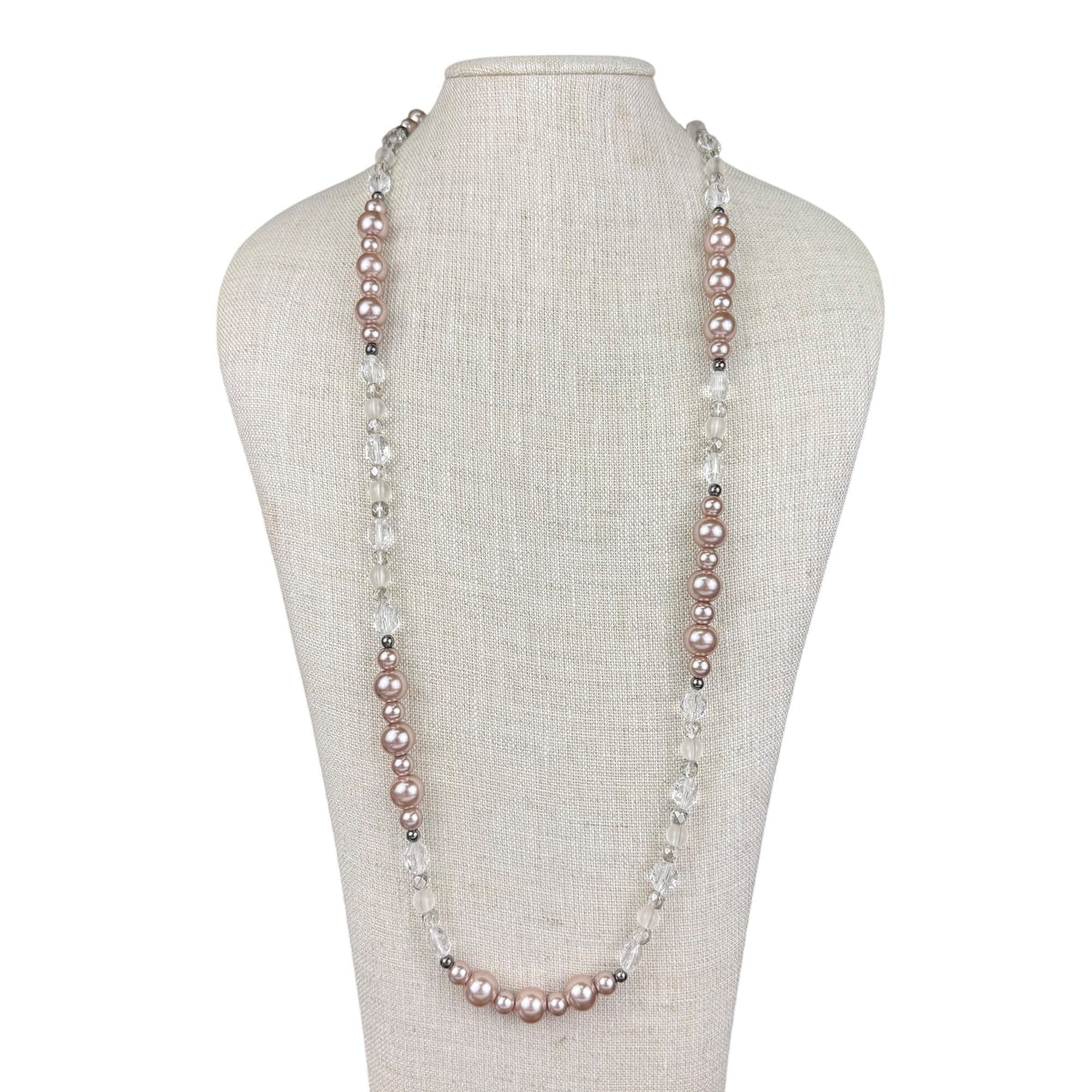 White House Black Market Womens Silver Tone Pearl & Glass Bead Necklace Adjustable