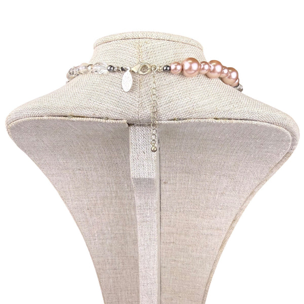 White House Black Market Womens Silver Tone Pearl & Glass Bead Necklace Adjustable