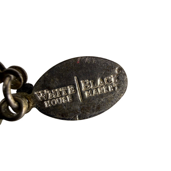 White House Black Market Womens Silver Tone Pearl & Glass Bead Necklace Adjustable