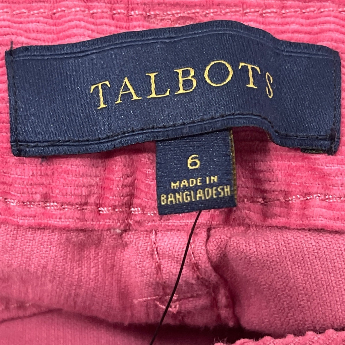 Talbots Womens Pink Corduroy Jeans Mid-Rise Straight-Leg 711 Fit Size 6 - New