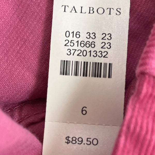Talbots Womens Pink Corduroy Jeans Mid-Rise Straight-Leg 711 Fit Size 6 - New