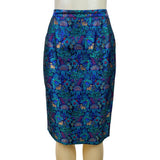 Vintage Guy Laroche Turquoise Satin Skirt & Jacket Set With Floral Print Sz W14