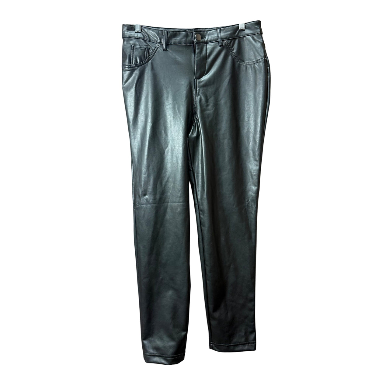 Like An Angel Womens Black Faux Leather Pants M Slim Fit Stretchy