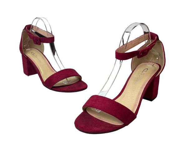 CL By Laundry Women's Ruby Red Super Suede Jody Wedge Heels Sz 10