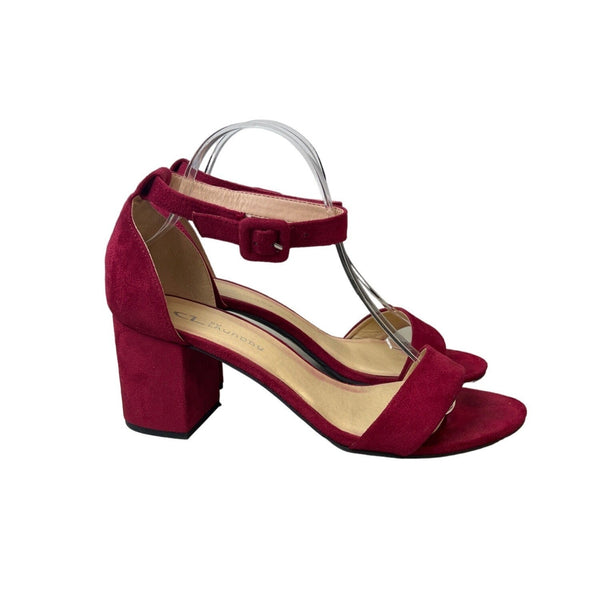 CL By Laundry Women's Ruby Red Super Suede Jody Wedge Heels Sz 10