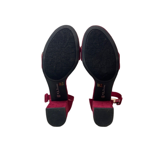 CL By Laundry Women's Ruby Red Super Suede Jody Wedge Heels Sz 10