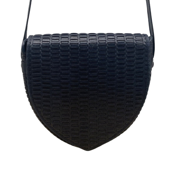 Charles Jourdan Blue Woven Leather Strapped Snap Closure Crossbody Bag Sz S