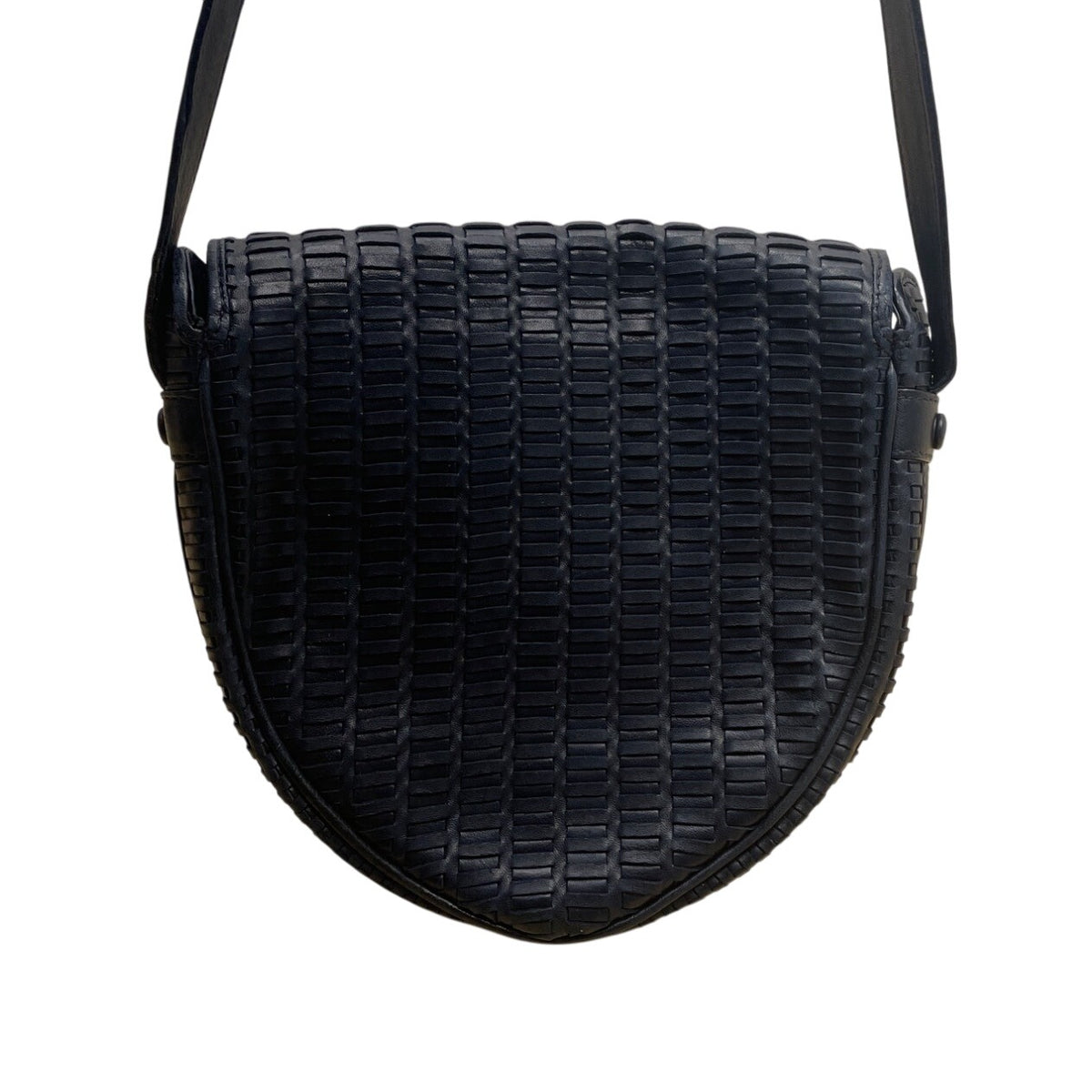 Charles Jourdan Blue Woven Leather Strapped Snap Closure Crossbody Bag Sz S