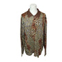 Crush Animal Print Button-Up Blouse Womens Fashion Top Brown Sz L/XL