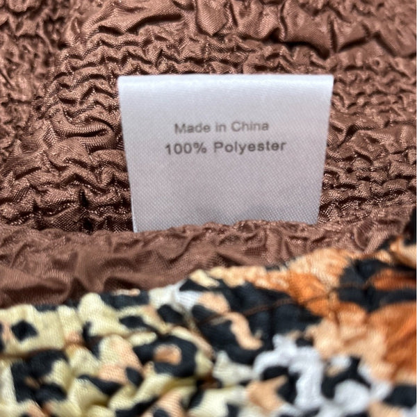 Crush Animal Print Button-Up Blouse Womens Fashion Top Brown Sz L/XL