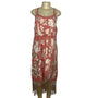 Anthropologie Floral Coral Midi Dress With Fringe Hem Racerback Size 14