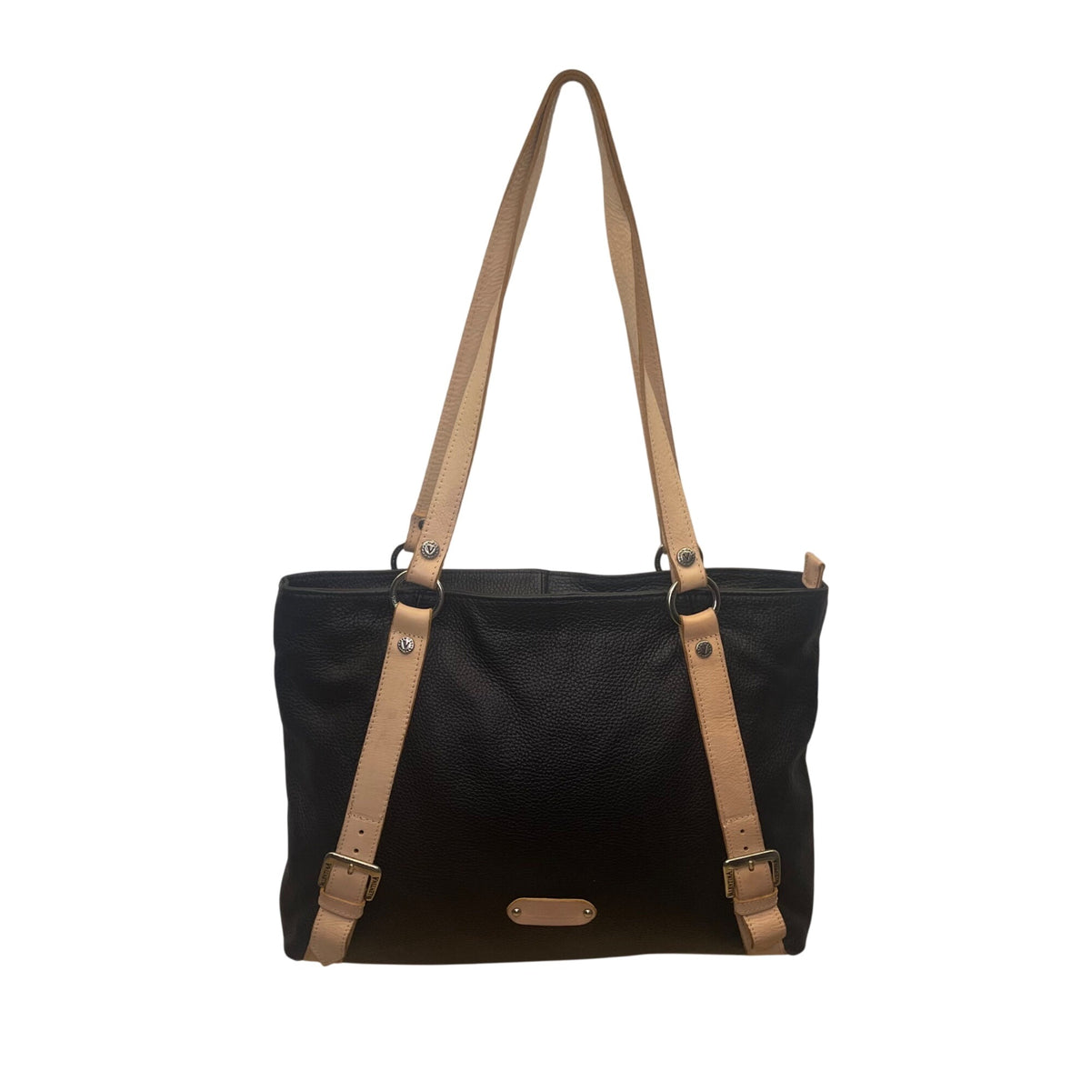 Valentina Women’s Black & Pink Leather Adjustable Straps Shoulder Tote Bag