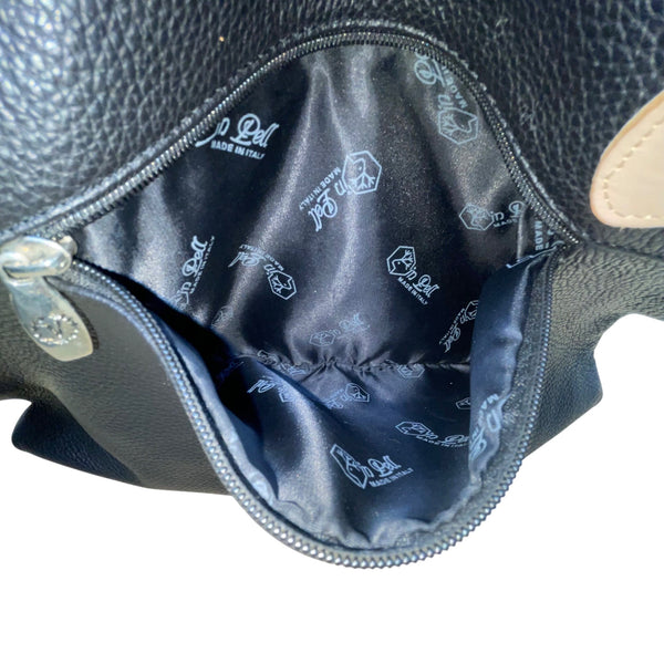 Valentina Women’s Black & Pink Leather Adjustable Straps Shoulder Tote Bag