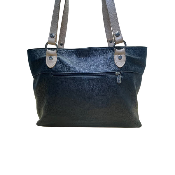 Valentina Women’s Black & Pink Leather Adjustable Straps Shoulder Tote Bag