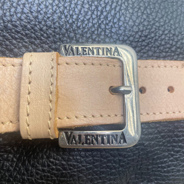 Valentina Women’s Black & Pink Leather Adjustable Straps Shoulder Tote Bag