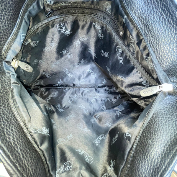 Valentina Women’s Black & Pink Leather Adjustable Straps Shoulder Tote Bag