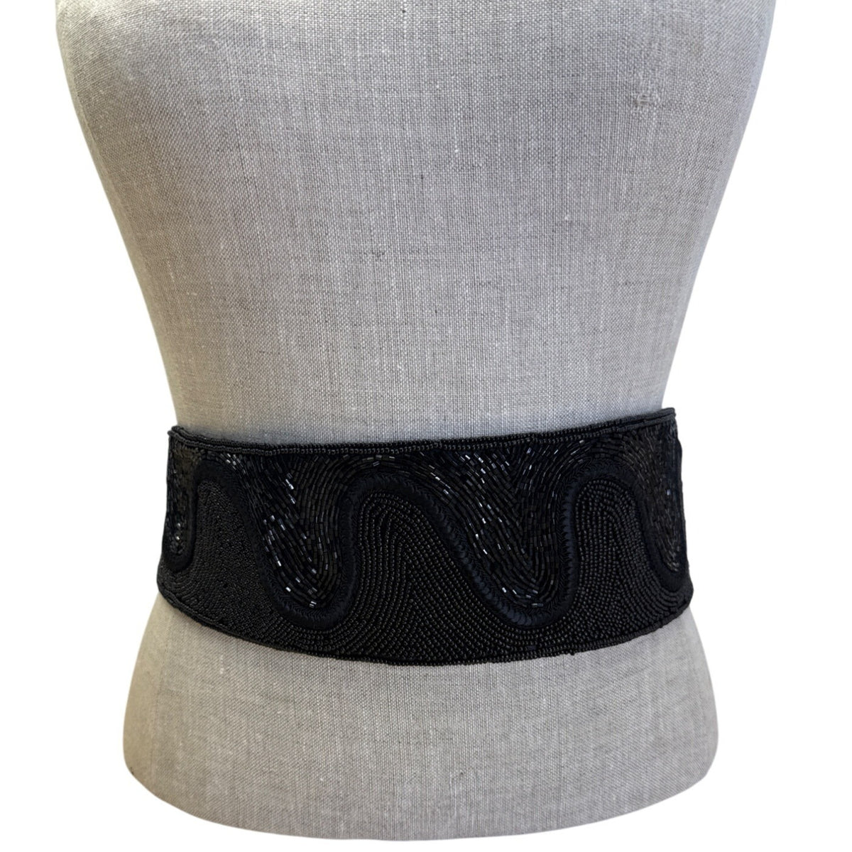 Black Beaded Waist Belt With detachable Closure - Talbots Size M